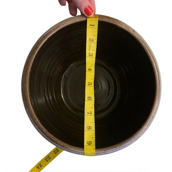 The Rowe Pottery Bowl from 1987 Blue Heart Salt Glaze Cambridge WI Vintage 9” - Picture 2 of 12